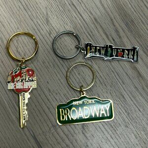 Set of 3 vintage New York City-themed Key Chains.